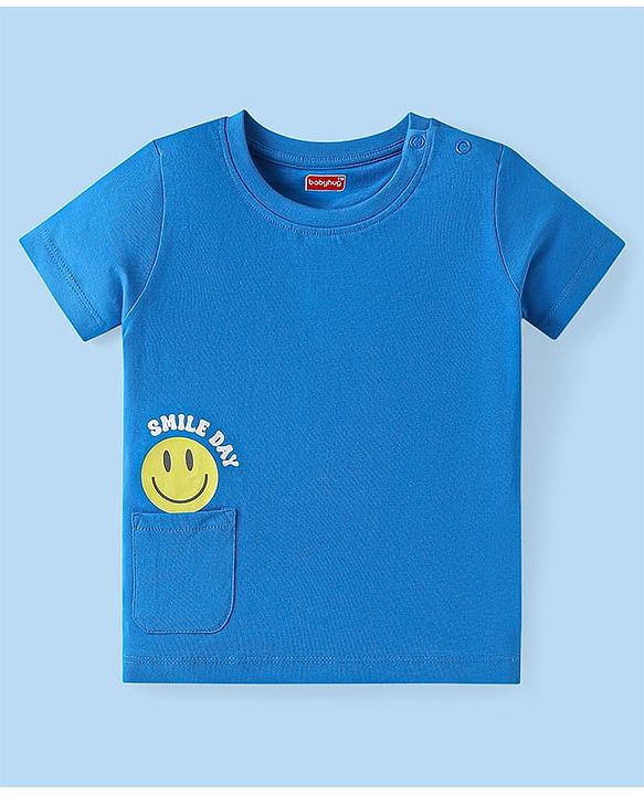 Babyhug 100% Cotton Knit Half Sleeves T-Shirts With Stripes Pack Of 3 - White & Blue