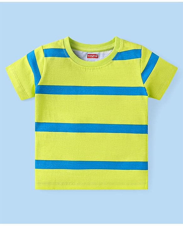 Babyhug 100% Cotton Knit Half Sleeves T-Shirts With Stripes Pack Of 3 - White & Blue