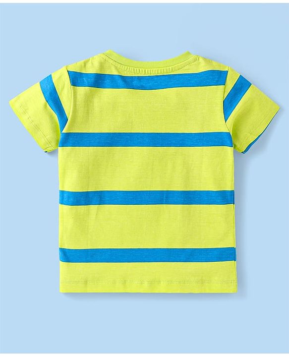 Babyhug 100% Cotton Knit Half Sleeves T-Shirts With Stripes Pack Of 3 - White & Blue