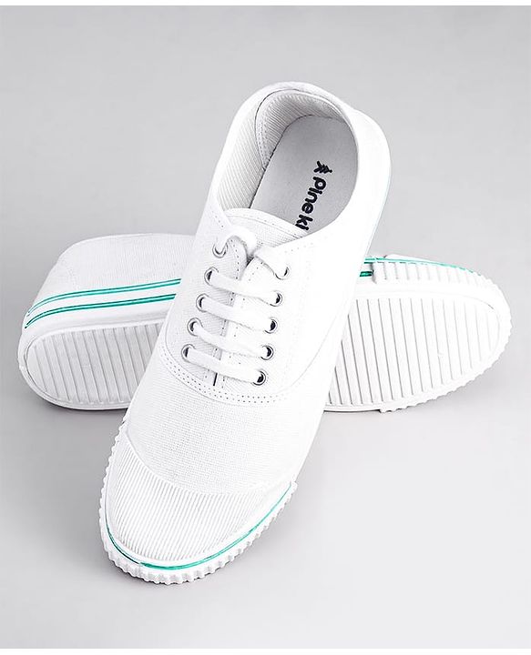 Pine Kids Solid Lace Up School Shoes - White