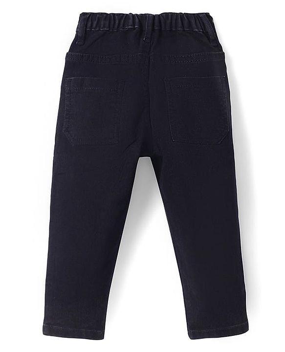 Babyhug Full Length Solid Denim Jeans with Stretch - Black