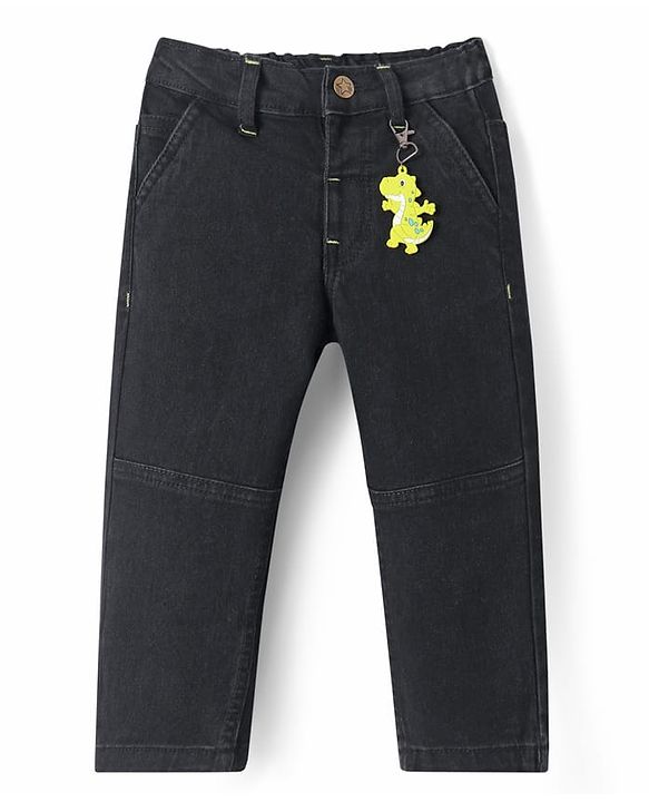 Babyhug Denim Full Length with Stretch Washed Distressed Jeans Solid Colour-  Blue main image 0