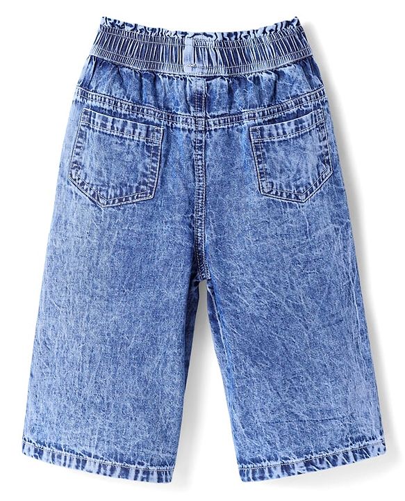 Babyhug Ankle Length Washed Culottes with Strawberry Print - Blue