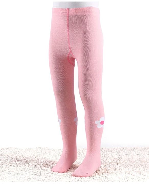 Cute Walk by Babyhug Knitted Antibacterial Footed Tights Floral Design - Pink