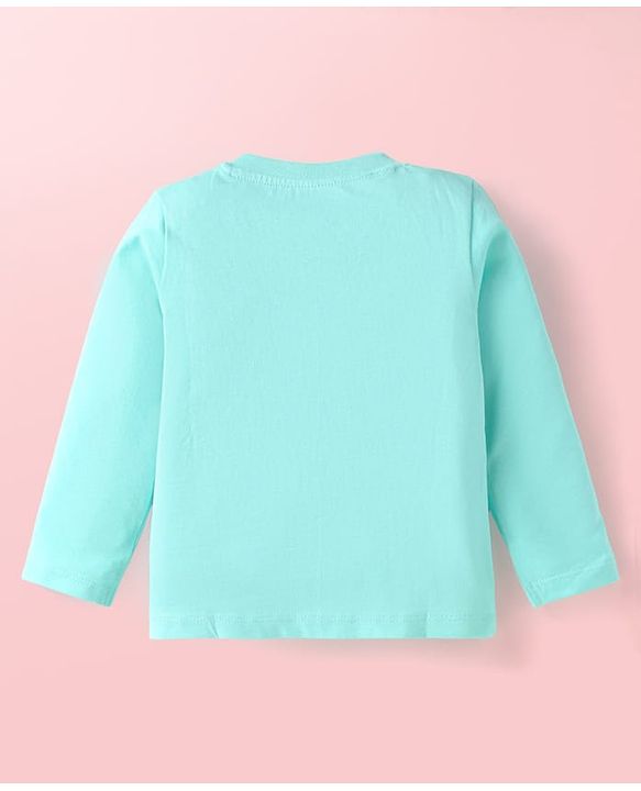 Babyhug Disney Single Jersey Knit Dungaree & Full Sleeves T-Shirt Set with Mickey Mouse Graphics - Aqua Blue