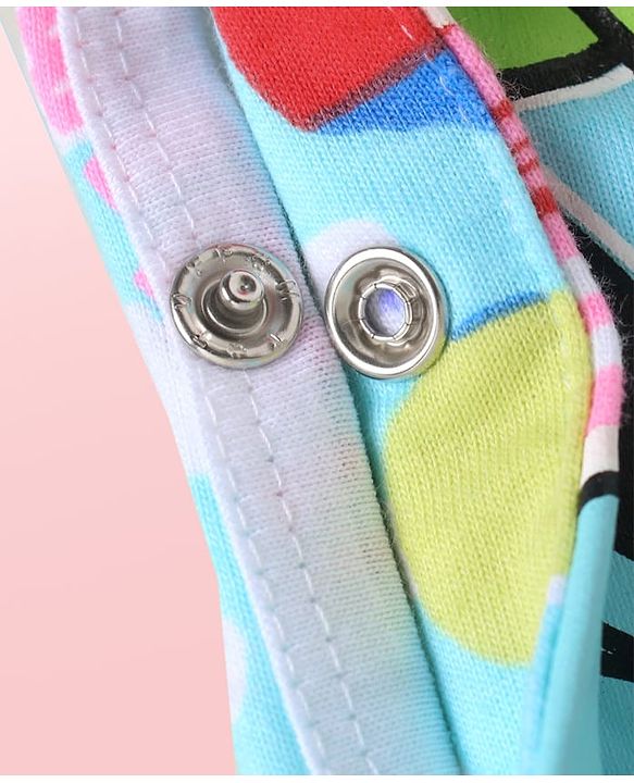 Babyhug Disney Single Jersey Knit Dungaree & Full Sleeves T-Shirt Set with Mickey Mouse Graphics - Aqua Blue