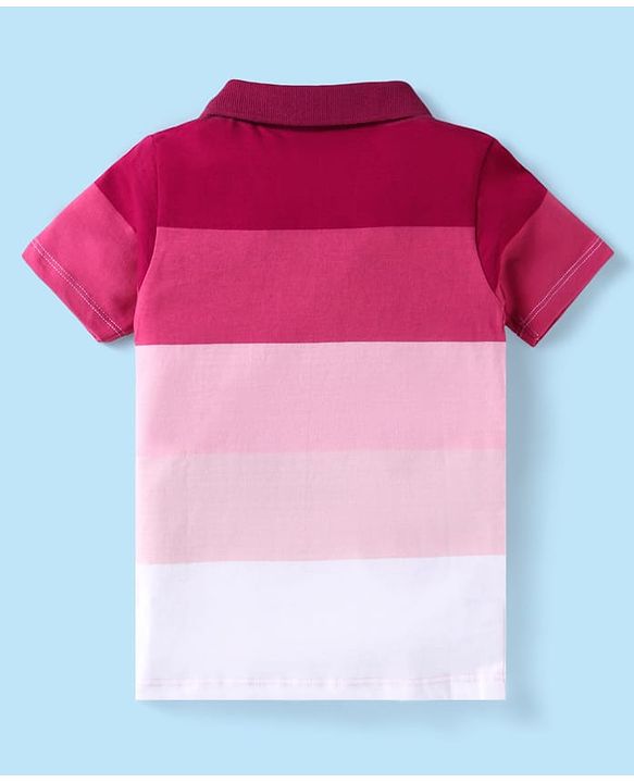 Babyhug Single Jersey Knit Half Sleeves Polo T-Shirt & Shorts Set With Color Block Design - Maroon