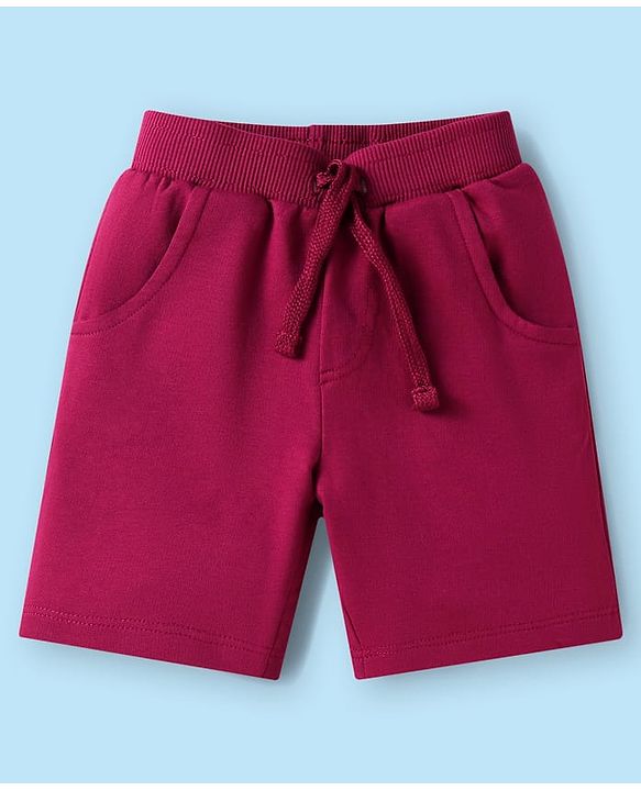 Babyhug Single Jersey Knit Half Sleeves Polo T-Shirt & Shorts Set With Color Block Design - Maroon