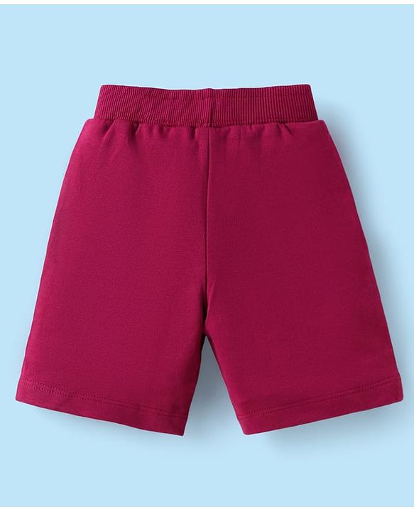 Babyhug Single Jersey Knit Half Sleeves Polo T-Shirt & Shorts Set With Color Block Design - Maroon