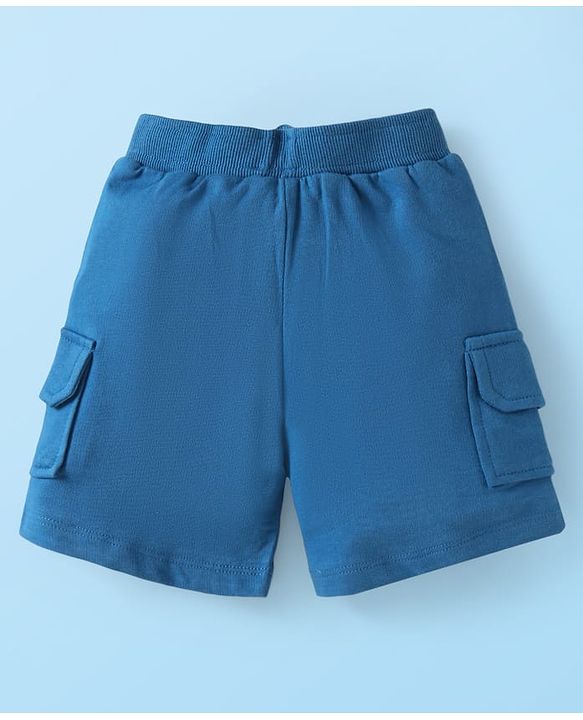 Babyhug Single Jersey Knit Half Sleeves Striped Shirts & Shorts Set - White & Blue