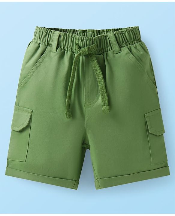 Babyhug Knitted Half Sleeves Shirt & Woven Shorts Set with Beach Theme Print - Green