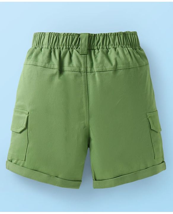 Babyhug Knitted Half Sleeves Shirt & Woven Shorts Set with Beach Theme Print - Green