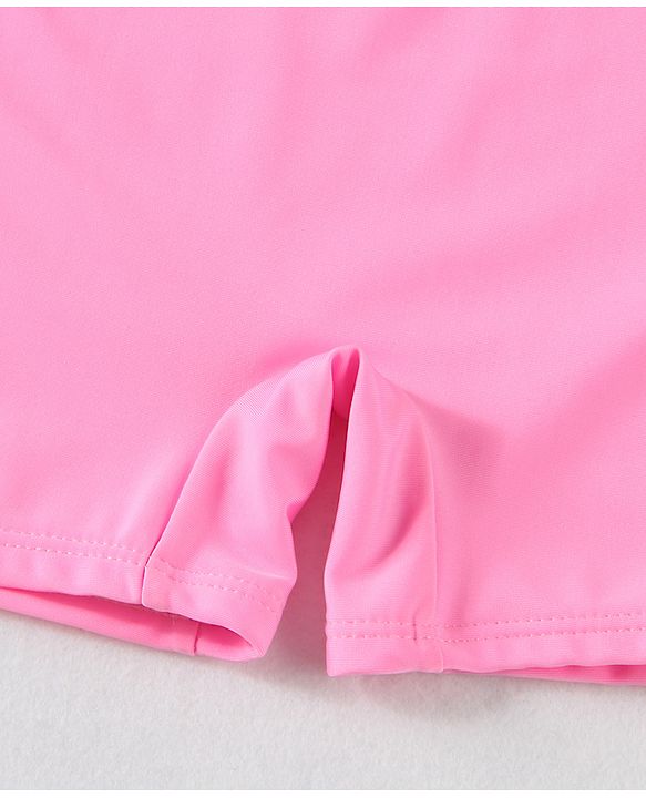 Babyhug Half Raglan Sleeves Legged Swimsuit With Unicorn Print - Pink