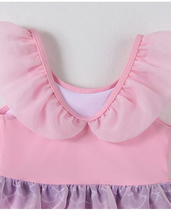 Babyhug Frill Sleeves Printed Frock Swimsuit - Pink (Color Print May Vary as Color Block Style)