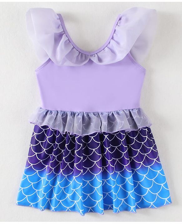 Babyhug Frill Sleeves Printed Frock Swimsuit - Pink (Color Print May Vary as Color Block Style)