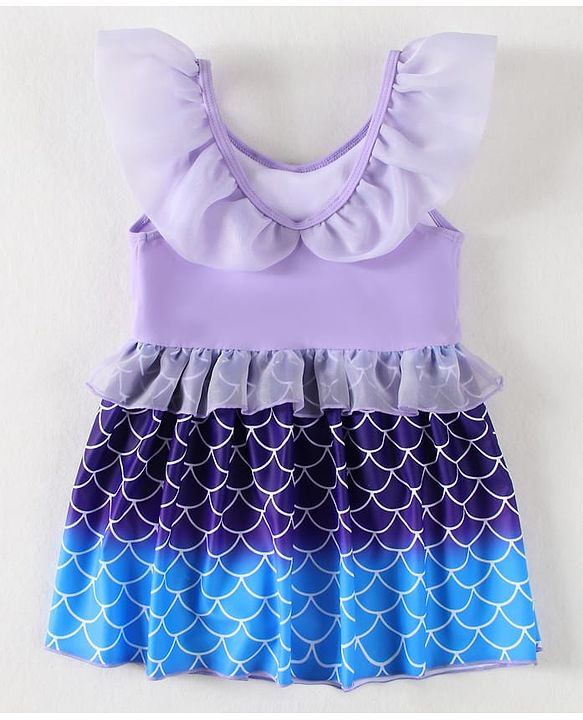 Babyhug Frill Sleeves Printed Frock Swimsuit - Pink (Color Print May Vary as Color Block Style)