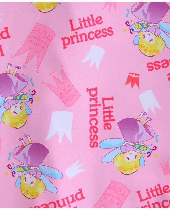 Pine Kids Half Raglan Sleeves Frock Swimsuit with Little Princess Print - Pink