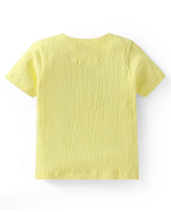 Babyhug Single Jersey Knit Half Sleeves T-Shirt & Shorts Set With Teddy Bear Patch - Yellow