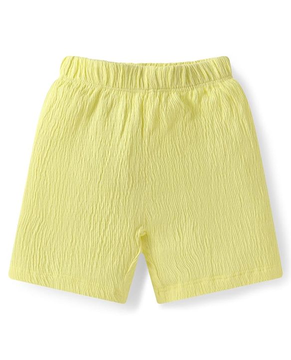 Babyhug Single Jersey Knit Half Sleeves T-Shirt & Shorts Set With Teddy Bear Patch - Yellow