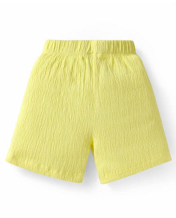 Babyhug Single Jersey Knit Half Sleeves T-Shirt & Shorts Set With Teddy Bear Patch - Yellow
