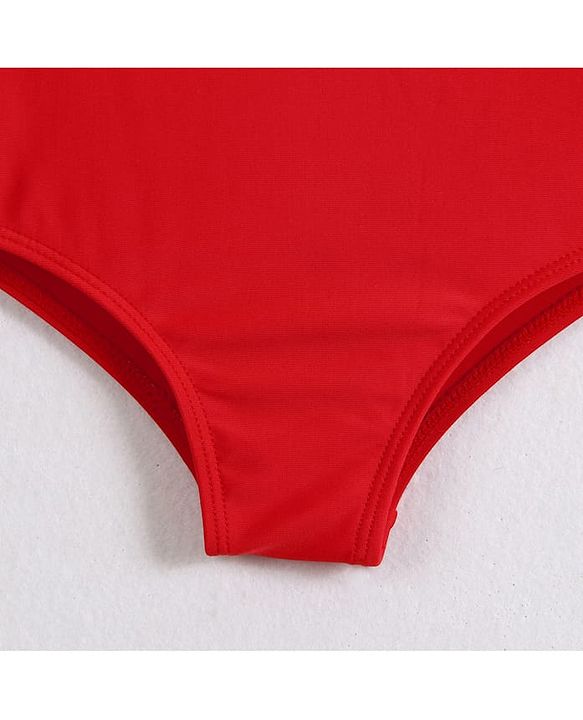 Babyhug Sleeveless V Cut Striped Swimsuit with Headband - Red