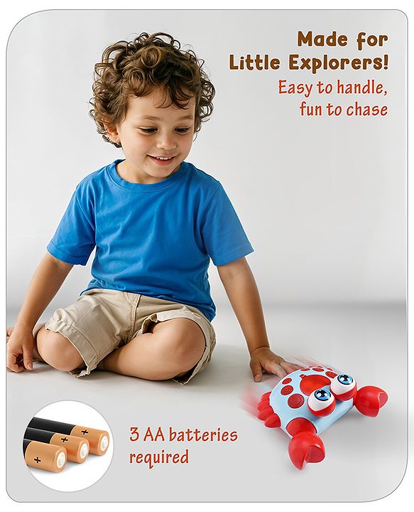 Babyhug Blue Crawling Crab Musical Toy with 3 Egg Release Function |Bump & Go| Interactive Early Learning Toy|3 Years+ Kids|Music & Lights|Hand Eye Co-ordination| Gifting Toy| BIS Certified