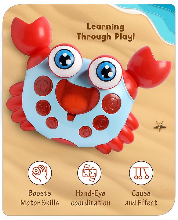 Babyhug Blue Crawling Crab Musical Toy with 3 Egg Release Function |Bump & Go| Interactive Early Learning Toy|3 Years+ Kids|Music & Lights|Hand Eye Co-ordination| Gifting Toy| BIS Certified