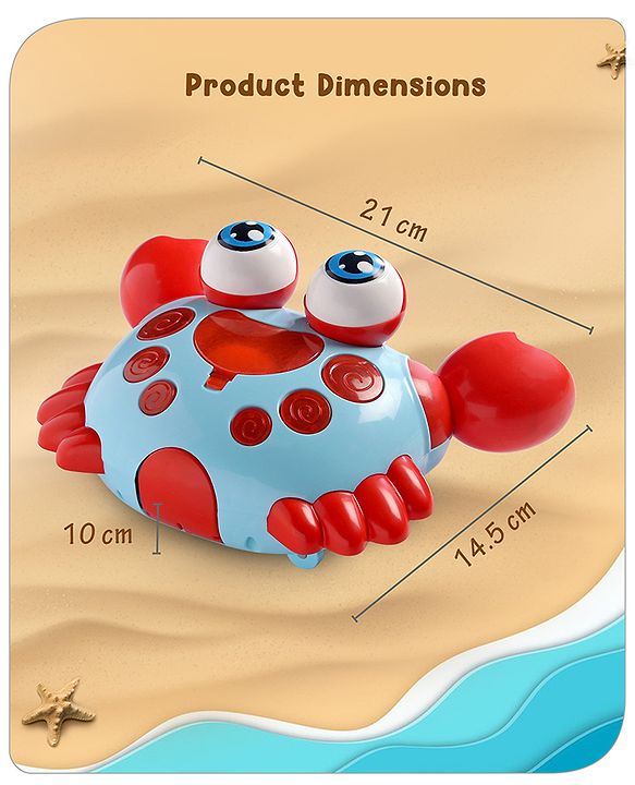 Babyhug Blue Crawling Crab Musical Toy with 3 Egg Release Function |Bump & Go| Interactive Early Learning Toy|3 Years+ Kids|Music & Lights|Hand Eye Co-ordination| Gifting Toy| BIS Certified