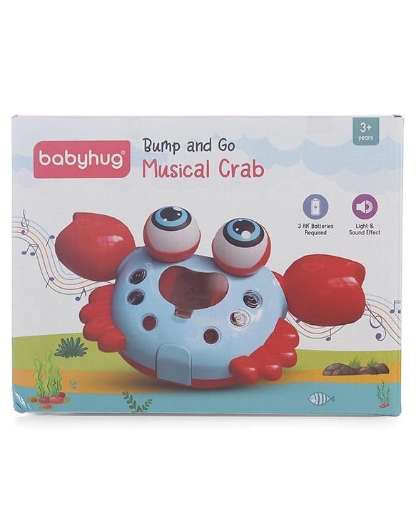 Babyhug Blue Crawling Crab Musical Toy with 3 Egg Release Function |Bump & Go| Interactive Early Learning Toy|3 Years+ Kids|Music & Lights|Hand Eye Co-ordination| Gifting Toy| BIS Certified