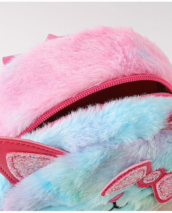 Babyhug Fashion Backpacks With Kitty Detailing - Light Blue & Pink