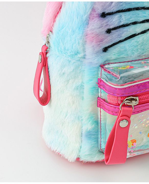 Babyhug Fashion Backpacks With Kitty Detailing - Light Blue & Pink