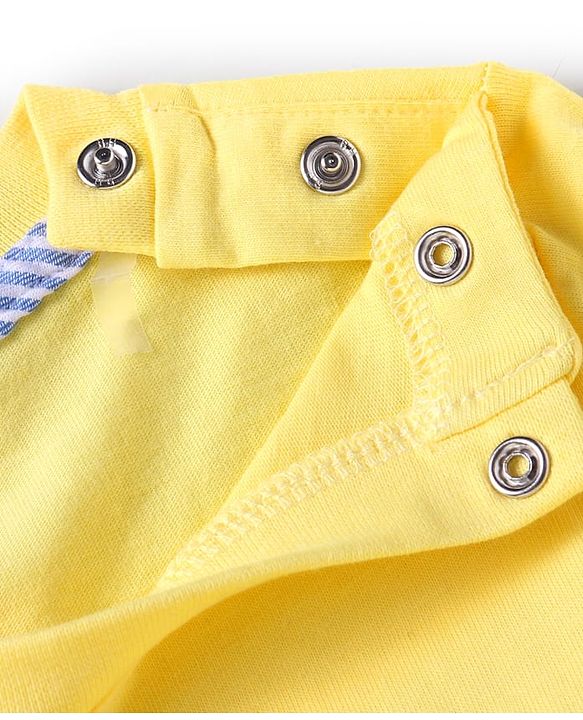 Babyhug Single Jersey Knit Half Sleeves T-Shirt & Shorts Set with Beach Theme Print - Yellow