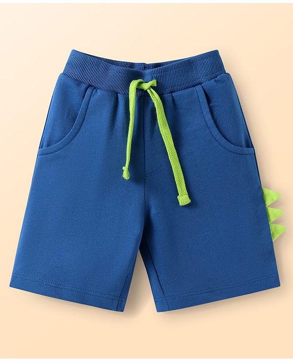 Babyhug Single Jersey Knit Half Sleeves Polo T-Shirt & Shorts Set with Stripes & Patch - Blue