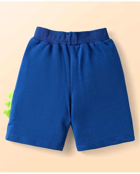 Babyhug Single Jersey Knit Half Sleeves Polo T-Shirt & Shorts Set with Stripes & Patch - Blue