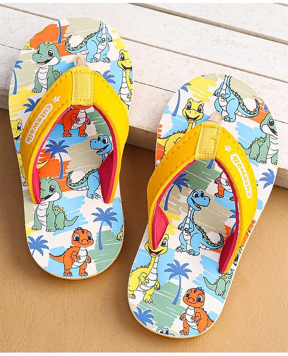 Cute Walk by Babyhug Slip On Flip Flops Stripes & Kitty Print-  Blue