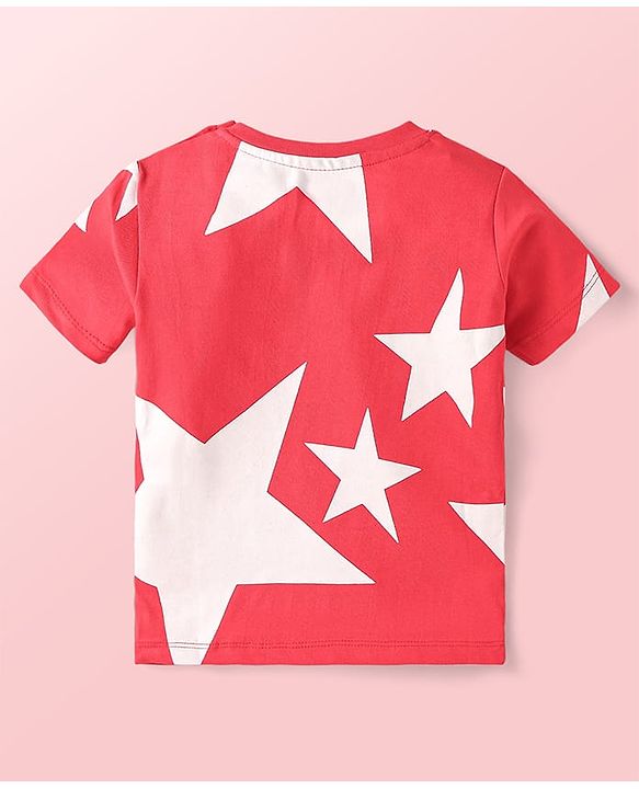 Babyhug Cotton Knit Half Sleeves  T-Shirts with Stripes & Star Print Pack of 5 - Blue Red & Yellow