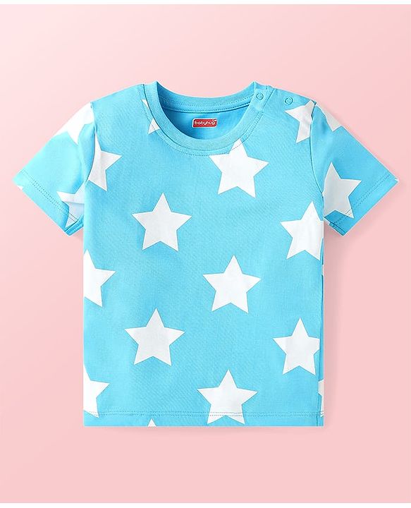 Babyhug Cotton Knit Half Sleeves  T-Shirts with Stripes & Star Print Pack of 5 - Blue Red & Yellow