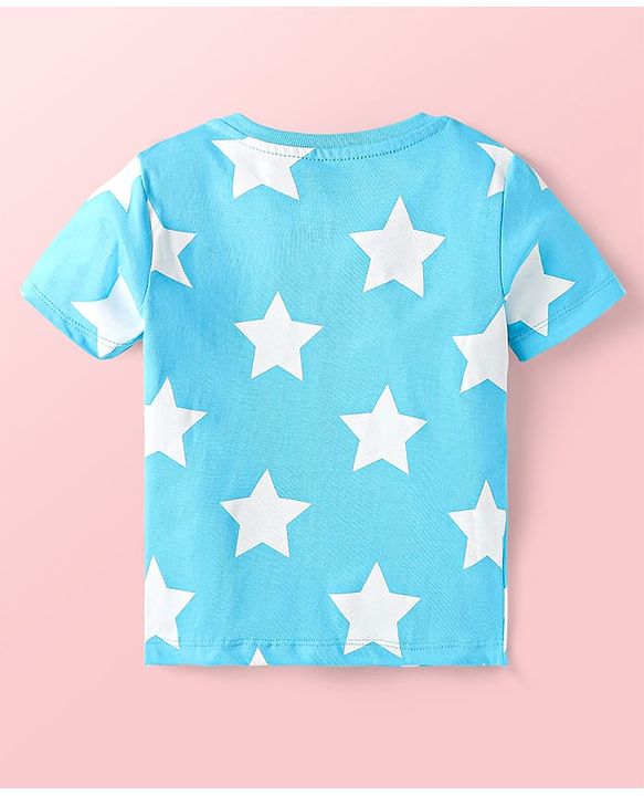 Babyhug Cotton Knit Half Sleeves  T-Shirts with Stripes & Star Print Pack of 5 - Blue Red & Yellow