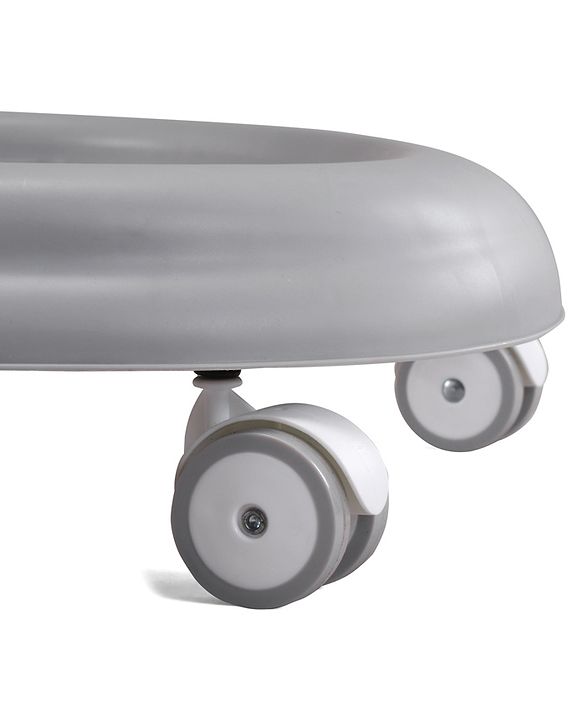 Babyhug Foldable Space Baby Walker with Parental Push Handle & Musical Toy Bar - Grey| Cushion Seat| Adjustable Height| Smooth Swivel Wheels| Removable Parental Handle