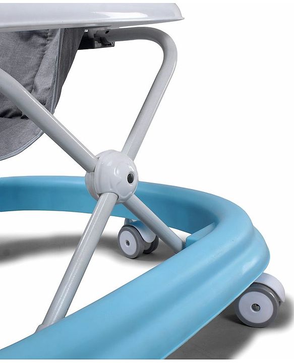 Babyhug Foldable Space Baby Walker with Parental Push Handle & Musical Toy Bar - Grey| Cushion Seat| Adjustable Height| Smooth Swivel Wheels| Removable Parental Handle