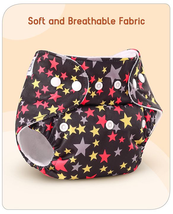 Babyhug Reusable Cloth Diaper With Insert Elephants Icecream & Deer Prints Pack  of 3 - Purple Blue Pink
