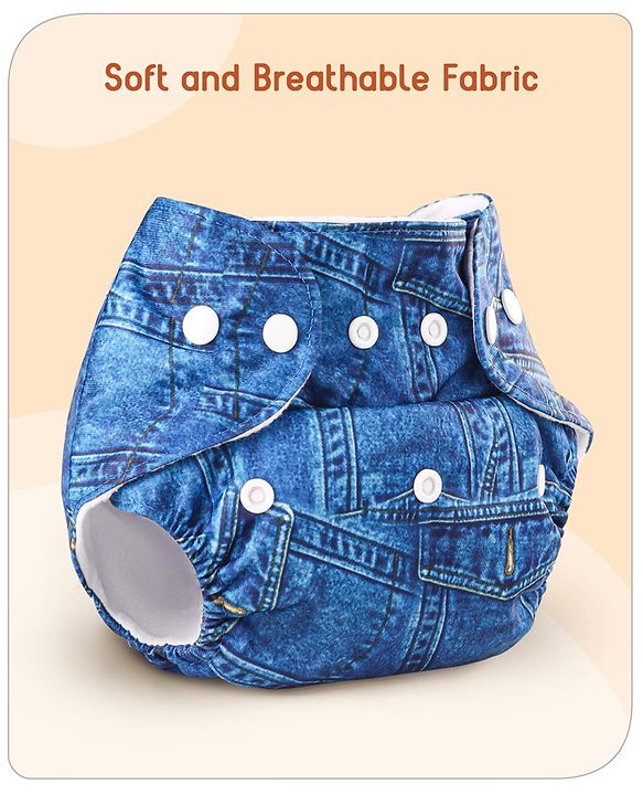 Babyhug Reusable Cloth Diaper With Insert Elephants Icecream & Deer Prints Pack  of 3 - Purple Blue Pink