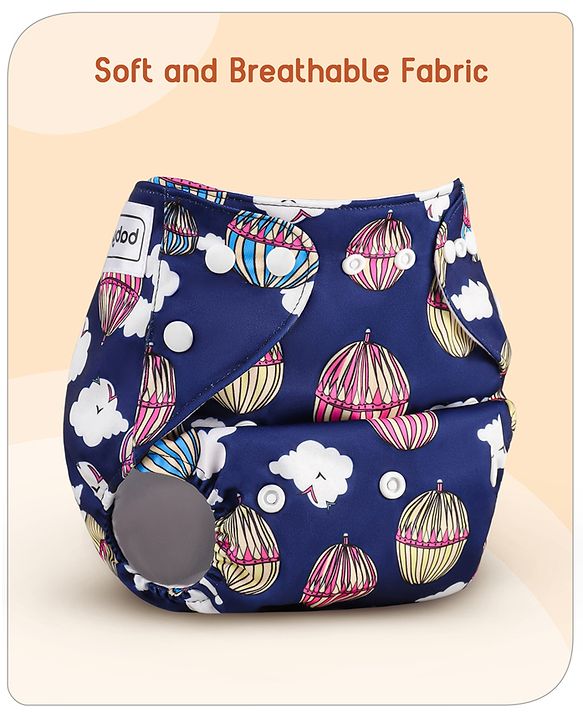 Babyhug Reusable Cloth Diaper With Insert Elephants Icecream & Deer Prints Pack  of 3 - Purple Blue Pink