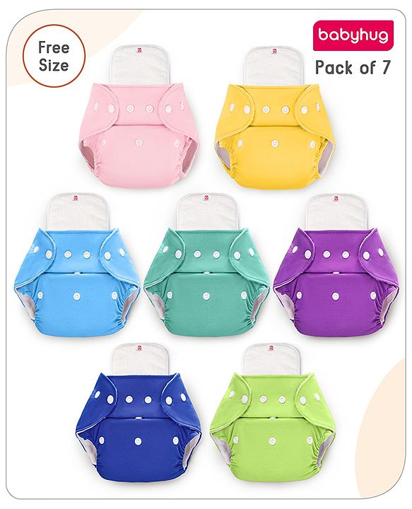 Babyhug  Free Size Reusable Cloth Diaper with Inserts Pack of 3 - Multicolour