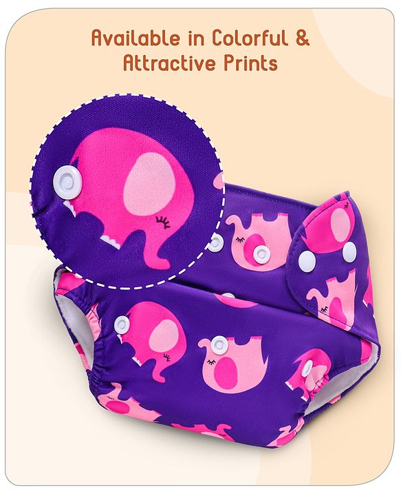 Babyhug Printed Free Size Reusable Cloth Diaper Without Insert ( Shell Only ) Pack of 5 - Multicolour