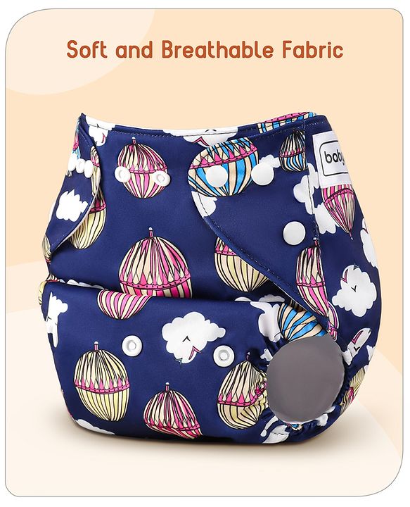 Babyhug Free Size Reusable Printed Cloth Diaper with Inserts Pack of 10 - Multicolour