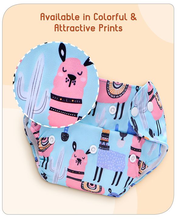 Babyhug Free Size Reusable Printed Cloth Diaper with Inserts Pack of 10 - Multicolour