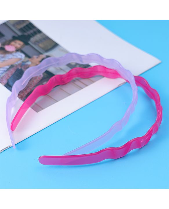 Pine Kids Solid Color Hair Bands Pack of 2 - Purple & Fuchsia