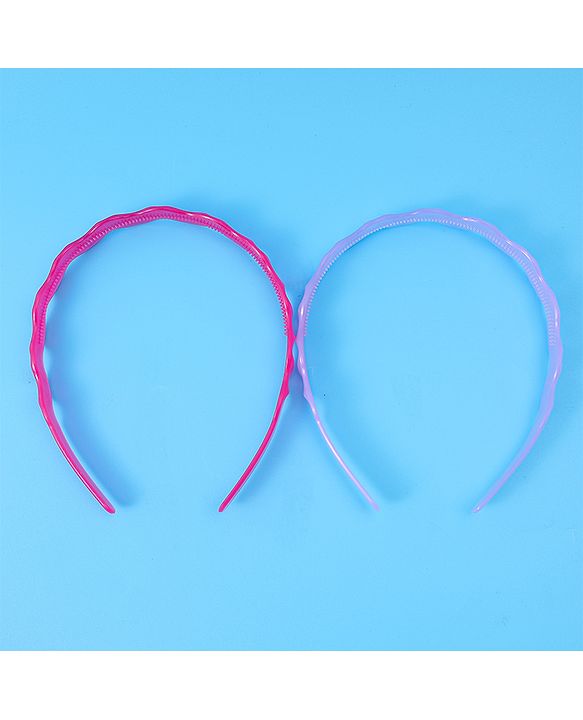 Pine Kids Solid Color Hair Bands Pack of 2 - Purple & Fuchsia