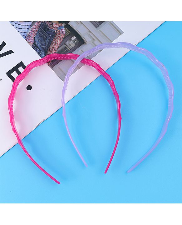 Pine Kids Solid Color Hair Bands Pack of 2 - Purple & Fuchsia